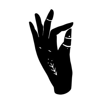Vector mystic henna hands isolated on white background