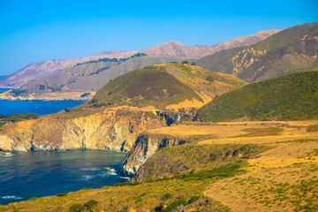 The Pacific coast and ocean at Big Sur region