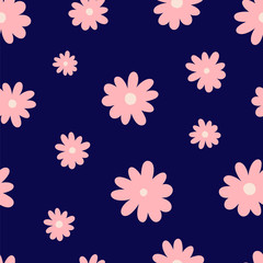 Daisy flowers seamless repeating pattern for background, textile, fabric, decor, wrapping paper,wallpaper, pillows, curtains.