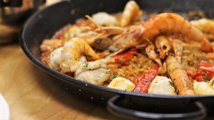 Vegetables and Fish used to cook Paella in the typical Spanish Way. This Spanish speciality can be made with seafood or meat