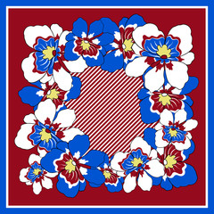 Colorful silk scarf with flowering orhide.