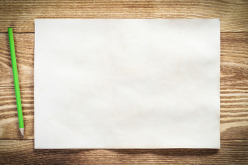 Artist workplace with sheet of paper