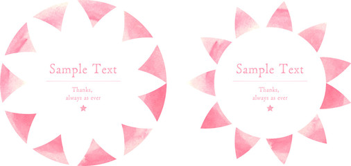 サークル_リース_フレーム_枠_フラッグ_三角_ガーランド_水彩_ピンク