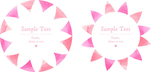 サークル_リース_フレーム_枠_フラッグ_三角_ガーランド_水彩_ピンク