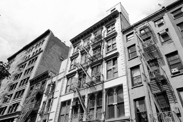 New York Soho. Vintage filtered black and white tone.