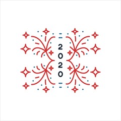 New Year Firework Line Logo Vector. Birthday Fireworks Symbols Vector. Modern, colorful and Clean Logo Design Vector.