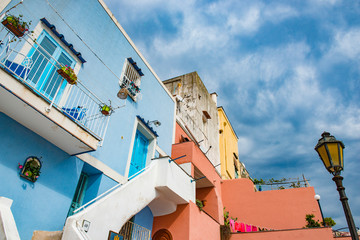 Fototapeta na wymiar colorful houses Procida island