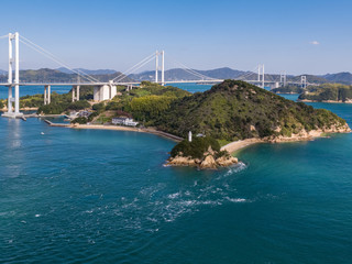 来島海峡の渦潮（うずしお）　空撮