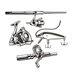 set of fishing equipment vector illustration design