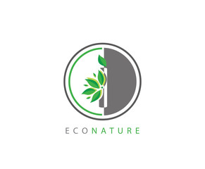 I Letter Circle Eco Green Leaf Logo