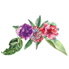 Obraz na płótnie Canvas Watercolor bouquet from different flowers