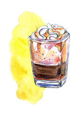 Illustration of glass of espresso with caramel