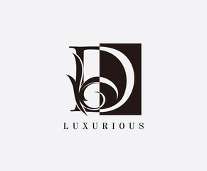 Vintage D Letter Leaves Logo. Black and White D With Classy Leaves Shape design perfect for fashion, Jewelry, Beauty Salon, Cosmetics, Spa, Hotel and Restaurant Logo. 