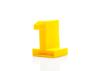 Plastic shape toy number 1,yellow color