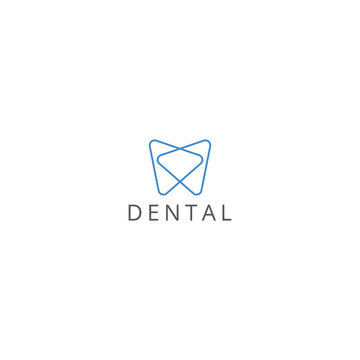 Dental Clinic Logo Tooth abstract design vector template Linear style. Dentist stomatology medical doctor Logotype concept icon.