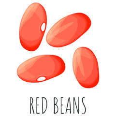 Red beans vector set, isolated cartoon style illustration.