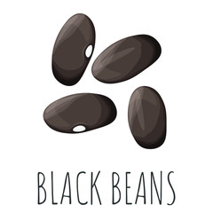 Black beans vector set, isolated cartoon style illustration.