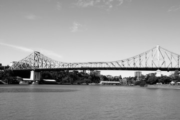 Brisbane - Story Bridge. Vintage filtered black and white tone.