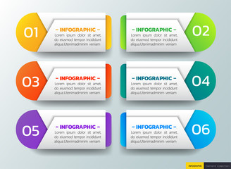 Infographics design with 6 options template.