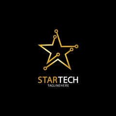 Obraz premium Gold Star Technology logo on black background