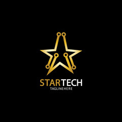 Obraz premium Gold Star Technology logo on black background