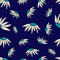 Fototapeta na wymiar Daisy flowers seamless repeat pattern for wallpaper, decor, background, pillows, curtains, phone cases.