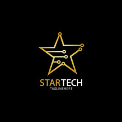 Obraz premium Gold Star Technology logo on black background