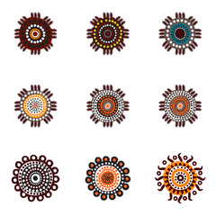 Aboriginal art dots painting icon logo design illustration template