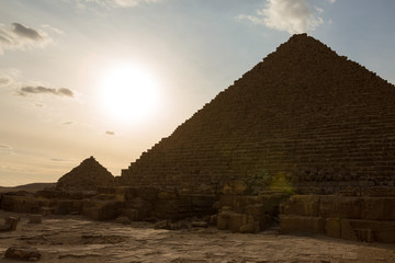 Famous great Giza Pyramids in sand desert in Cairo.	
