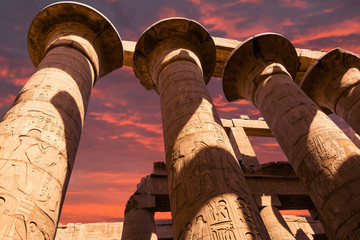 Ancient ruins of the Karnak Temple in Luxor (Thebes), Egypt. The largest temple complex of...