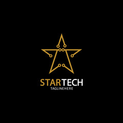 Obraz premium Gold Star Technology logo on black background
