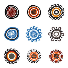 Aboriginal art dots painting icon logo design illustration template