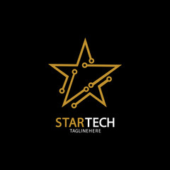 Obraz premium Gold Star Technology logo on black background