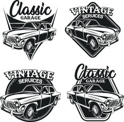 Set of classic car vector illustration isolated background