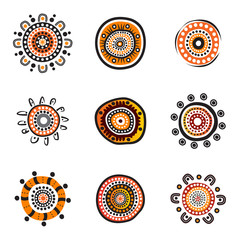 Aboriginal art dots painting icon logo design illustration template