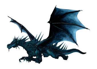 3D Rendering Fairy Tale Dragon on White