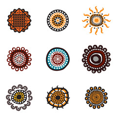 Aboriginal art dots painting icon logo design illustration template