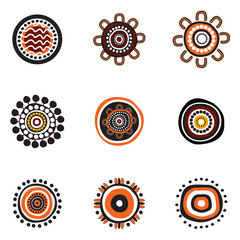 Aboriginal art dots painting icon logo design illustration template