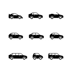 Set glyph icons of car