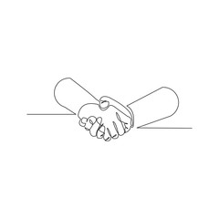 continuous line drawing of hand shake deal vector illustration