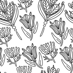  vector illustration black and white flowers pattern on a white background
