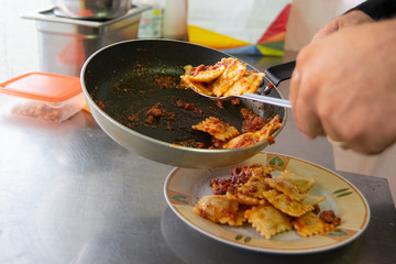 preparing pasta