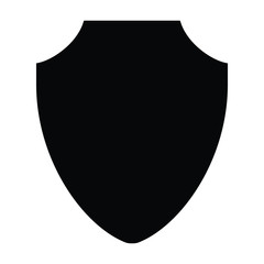 A black and white silhouette of a shield