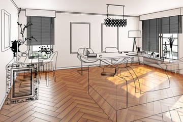 Interior of a private office room - 3d illustration