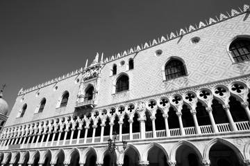 Fototapeta premium Venice Doge's Palace. Vintage toned black and white style.