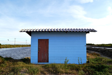 Blue cute small house image Located in the open air