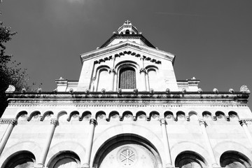 Milan - monumental cemetery. Vintage toned black and white style.