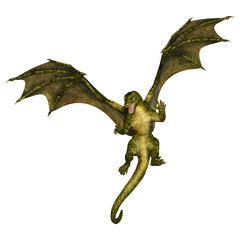 3D Rendering Fairy Tale Dragon on White