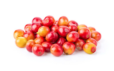 fresh coffee beans on white background
