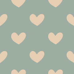 Hand drawn vintage hearts polka dot seamless pattern. Vector illustration. Scribble heart. Love concept for Valentine's Day